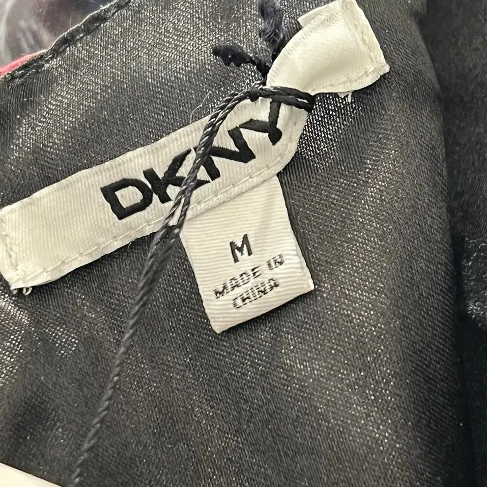 DKNY Girls Dress Floral Print Black Gray Pink Size Medium